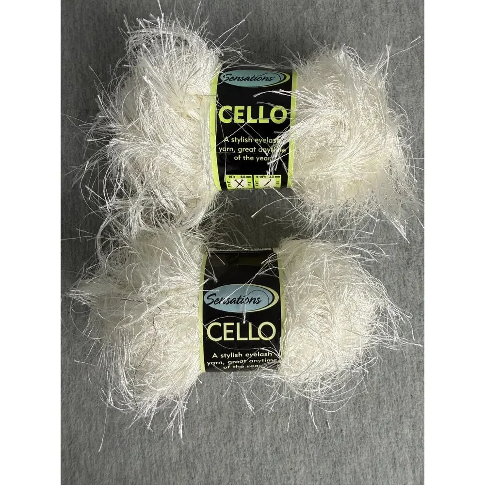 Sensations Cello Eyelash Yarn Mixed Lot of 6 Solid Purple White Mink Black